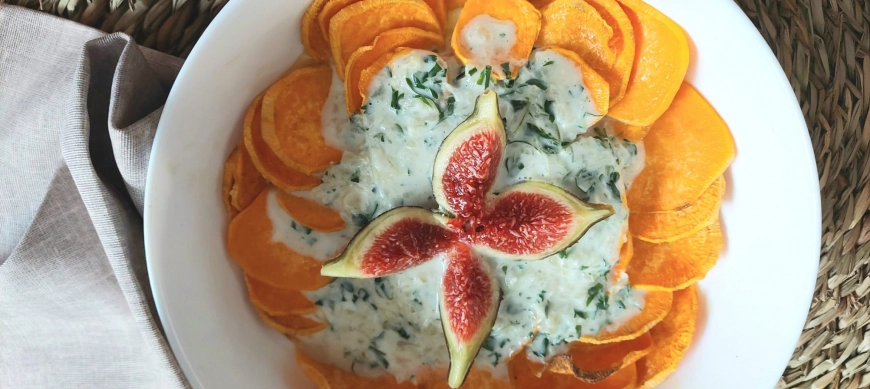 Ratatuille de boniato y crema de coco con Thermomix